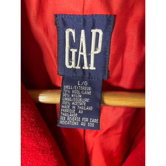 Vintage 90s Gap Red Two Button Wool Blend Blazer Sz L - Picture 4 of 8